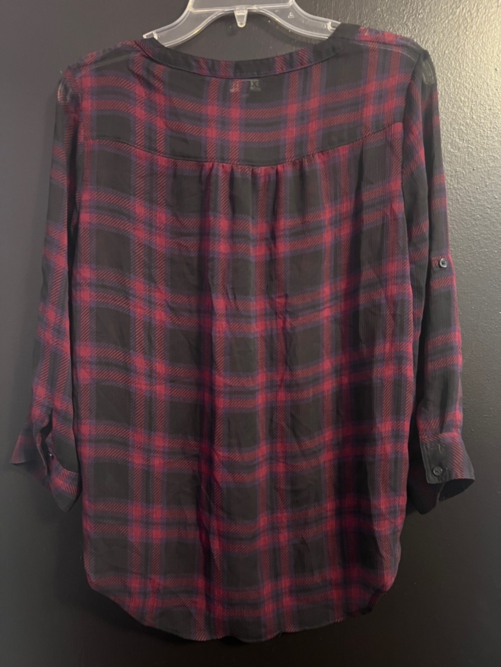 Express Black and Purple Plaid Shirt - Picture 2 of 3